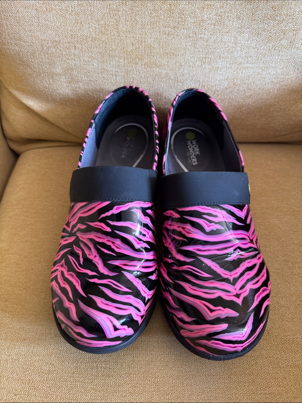 Dansko Pink and Black Zebra-Print Mule Clogs